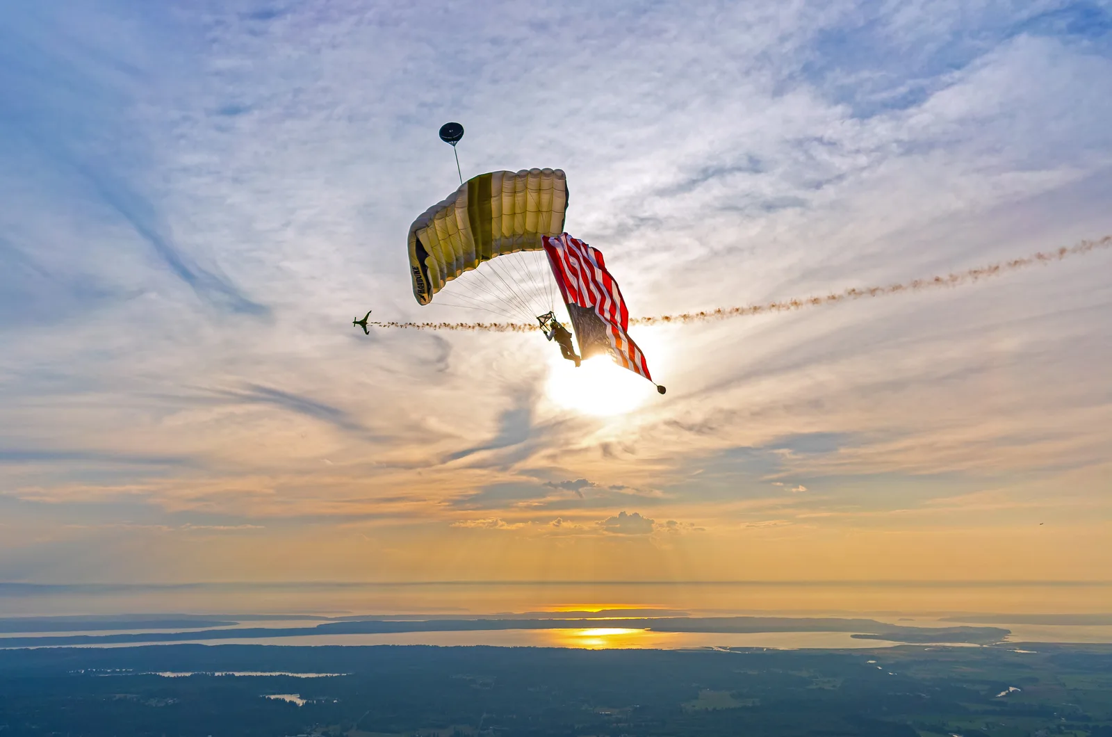 Parachute over sunset